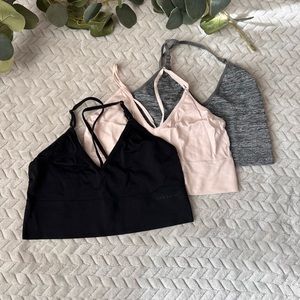 Set of 3 Danskin bralettes, racerback, size M
